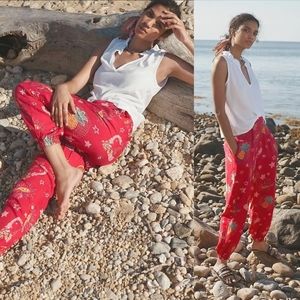 Anthropologie Farm Rio Red Pineapple Print Teresita Joggers